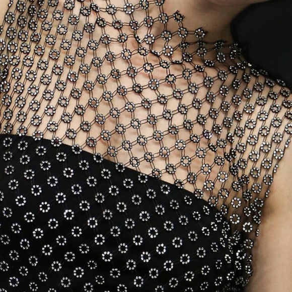 Vine Tree Size M/L Circled Rhinestones Fishnet Midi Dress - Picture 2 of 7